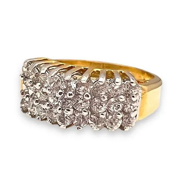 Vintage 1970s CZ Cluster Ring Size 7 14K HGE Gold Plate Original Unworn - 3E - Picture 13 of 15